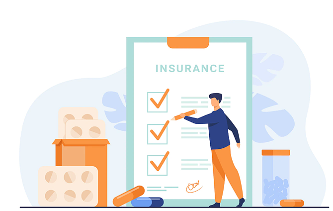 Illustration of a person checking off items on an insurance checklist